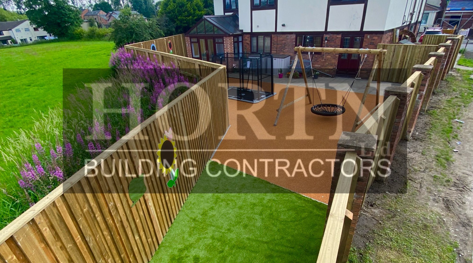 Soft play area, swing frame and new fencing completed by HORTN LTD